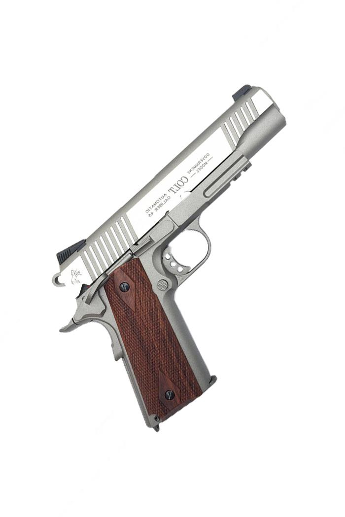 Colt 1911 Metal / Silver 6mm Railgun / Energie ; 1 Joule / 17 Schots-2539-a