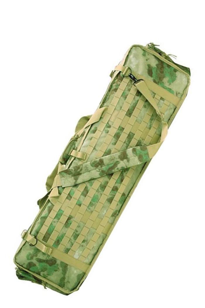 Geweertas Dubbel /   Vlek Camouflage Groen-Bruin /  Molle / 105cm-2658-a