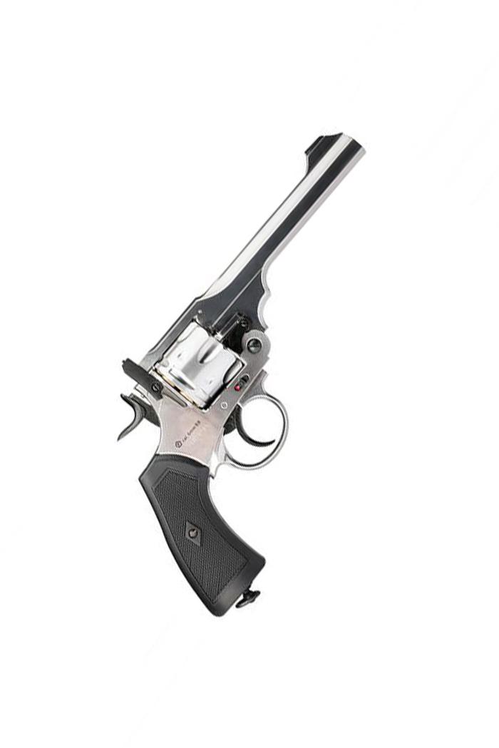 MKVI Service Airsoft Webley Revolver .455  /  2 Joule 6 -Shot  / 6mm Airsoft /  SILVER -2706-a