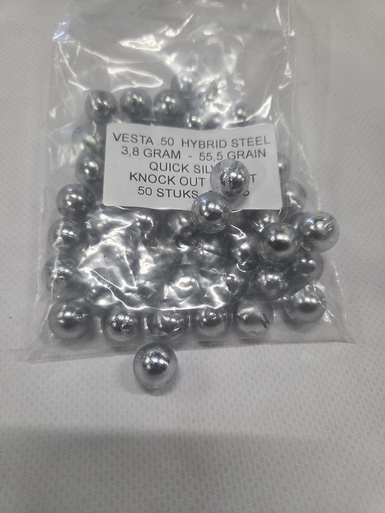 Hybrid Steel Rondkogels Vesta / 50 Stuks / Gewicht ; 3,8 Gram - 55,5 Grain-3967-a