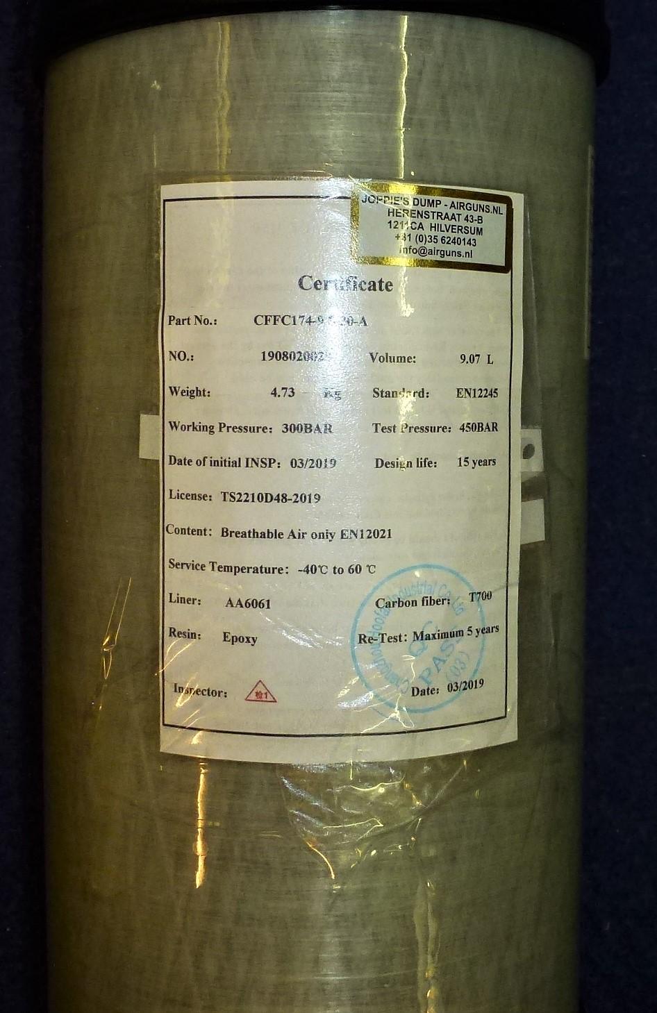 Eigen merk - eigen merk vulfles karbon 9 liter 300 bar 2