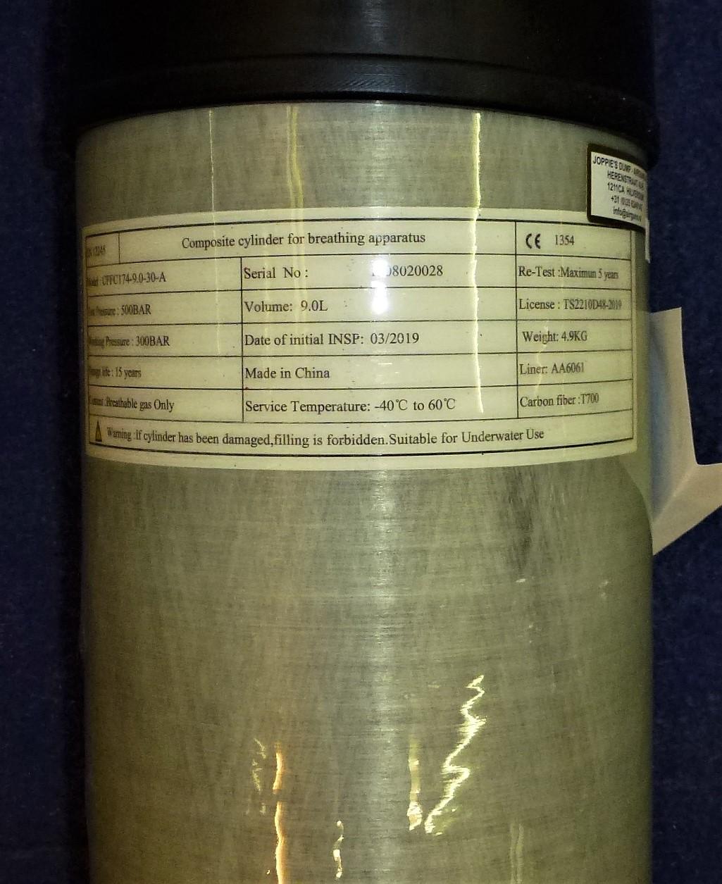 Eigen merk - eigen merk vulfles karbon 9 liter 300 bar 3